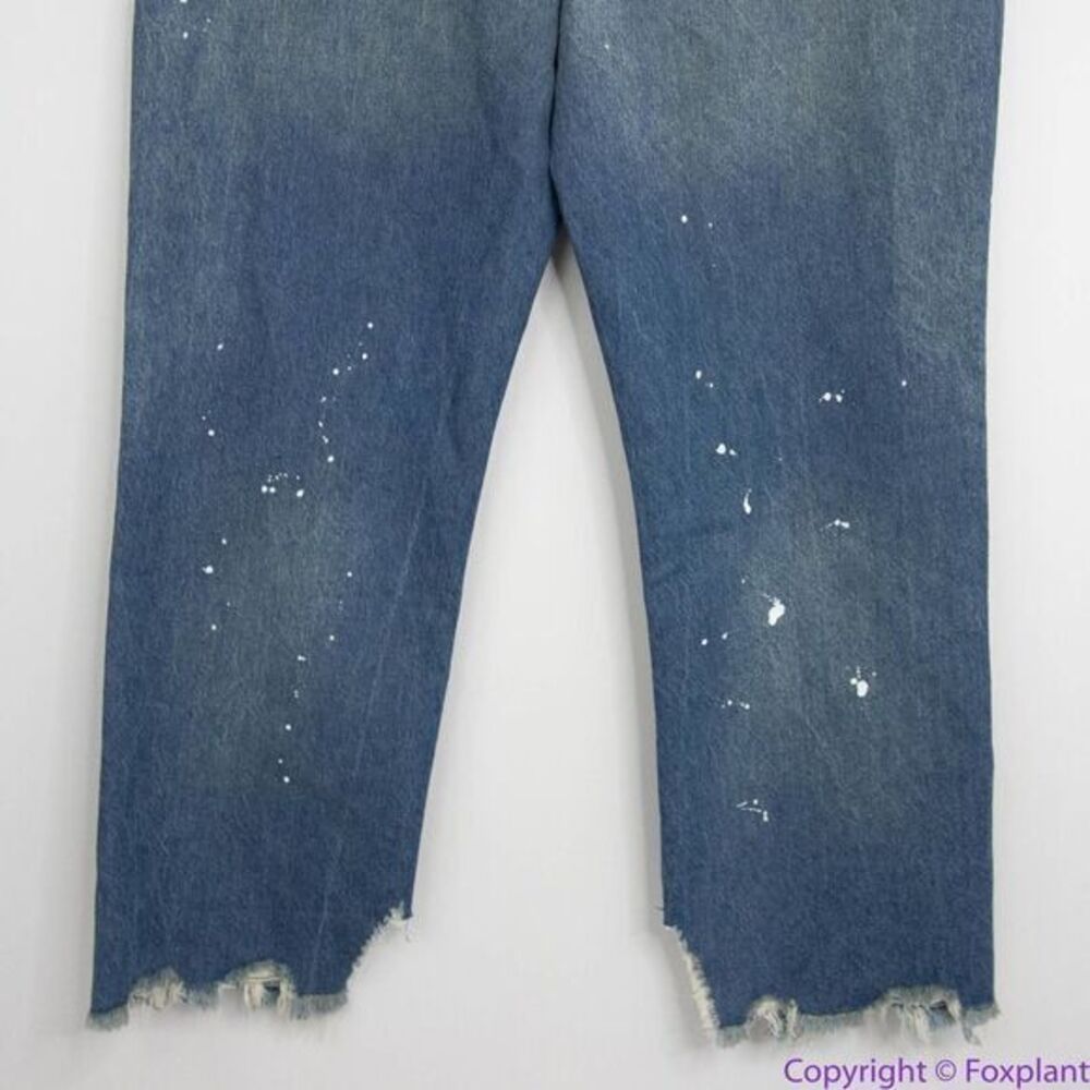 NEW Free People paint splatter raw hem cropped‎ Maggie straight jeans, 31 - Picture 7 of 16